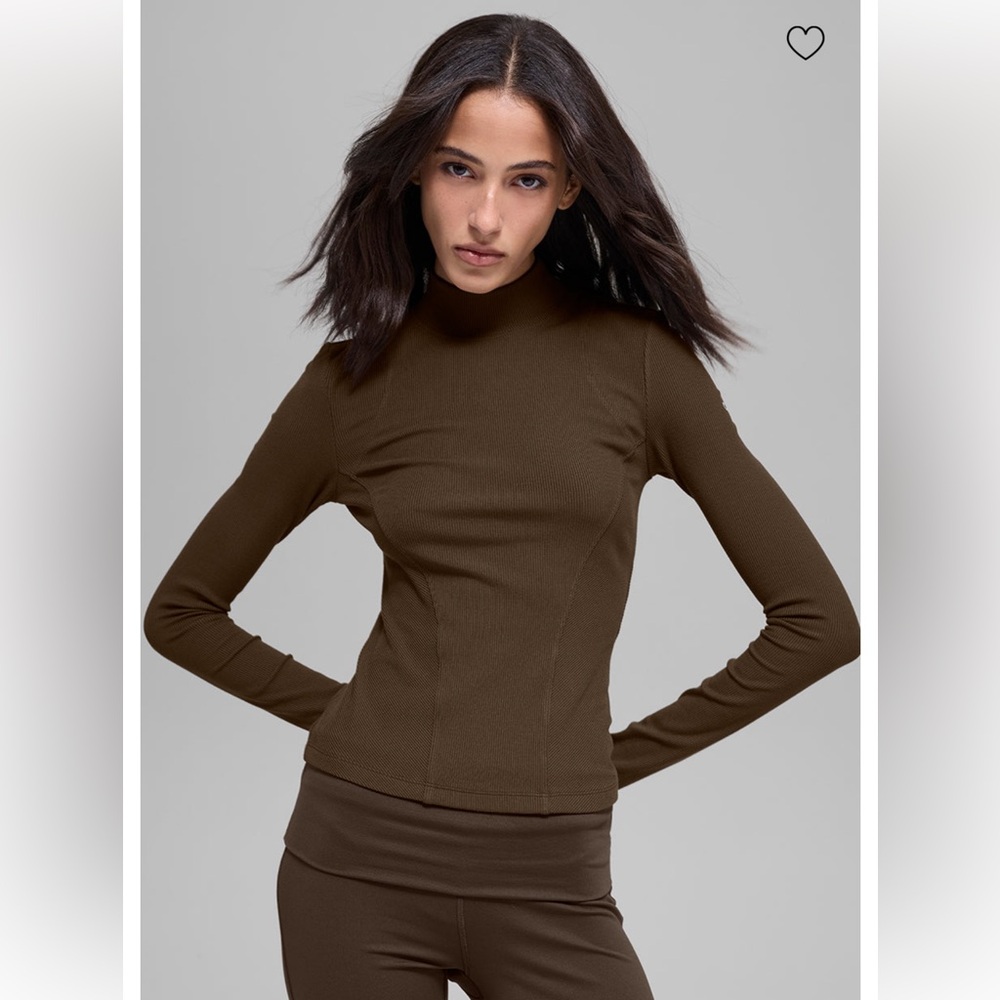 Alo ribbed mesmerize mock neck long sleeve